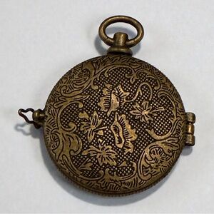 Vintage Large Brass Locket with Floral Design